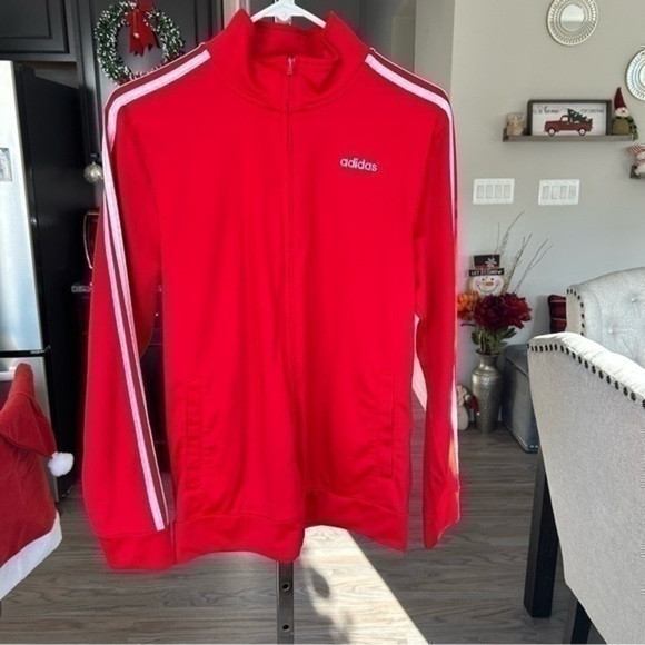 💋Adidas red white track zip jacket 🧥 18/20 juniors girls - Picture 2 of 7